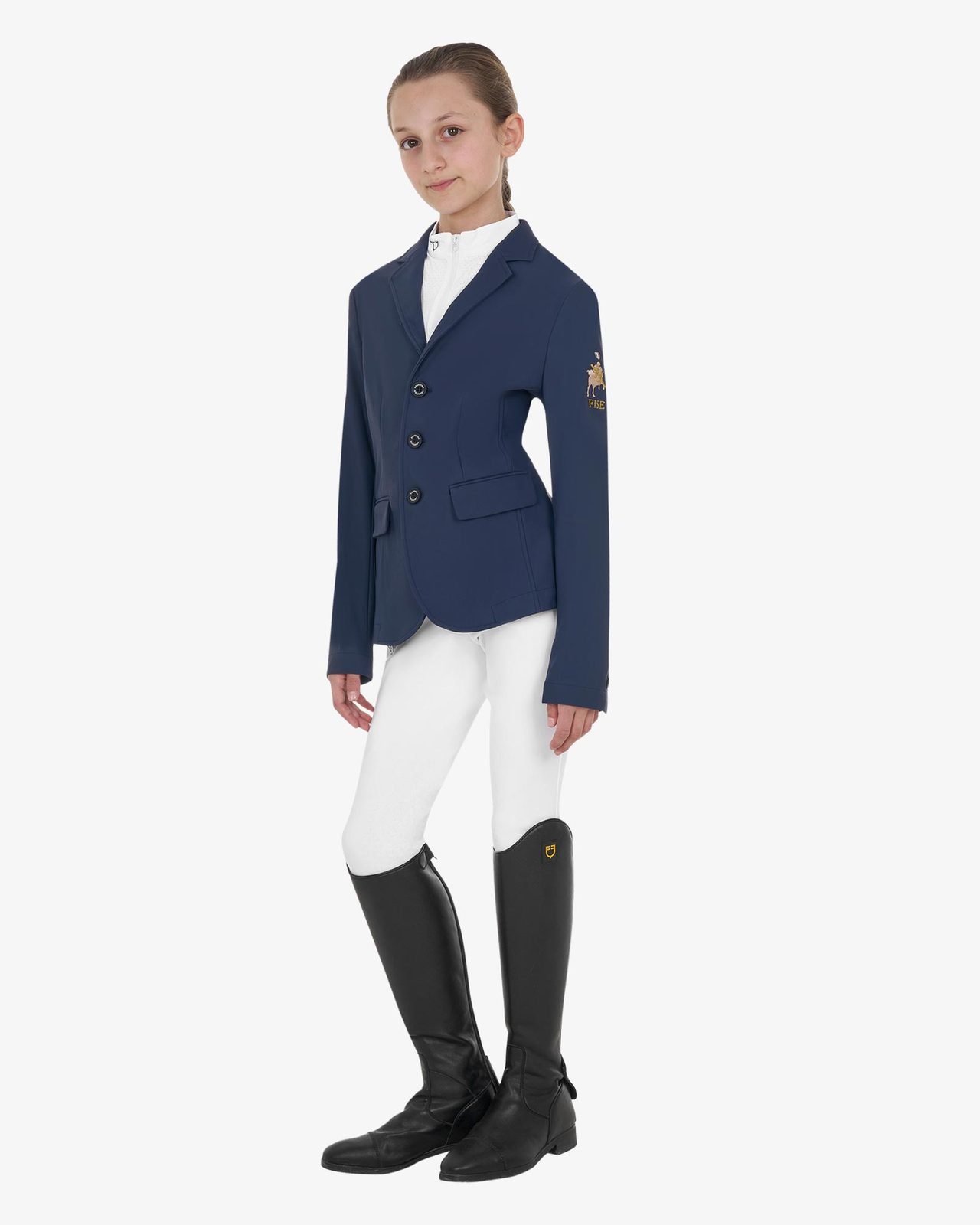 Kids' unisex three-button competition jacket Equestro X FISE