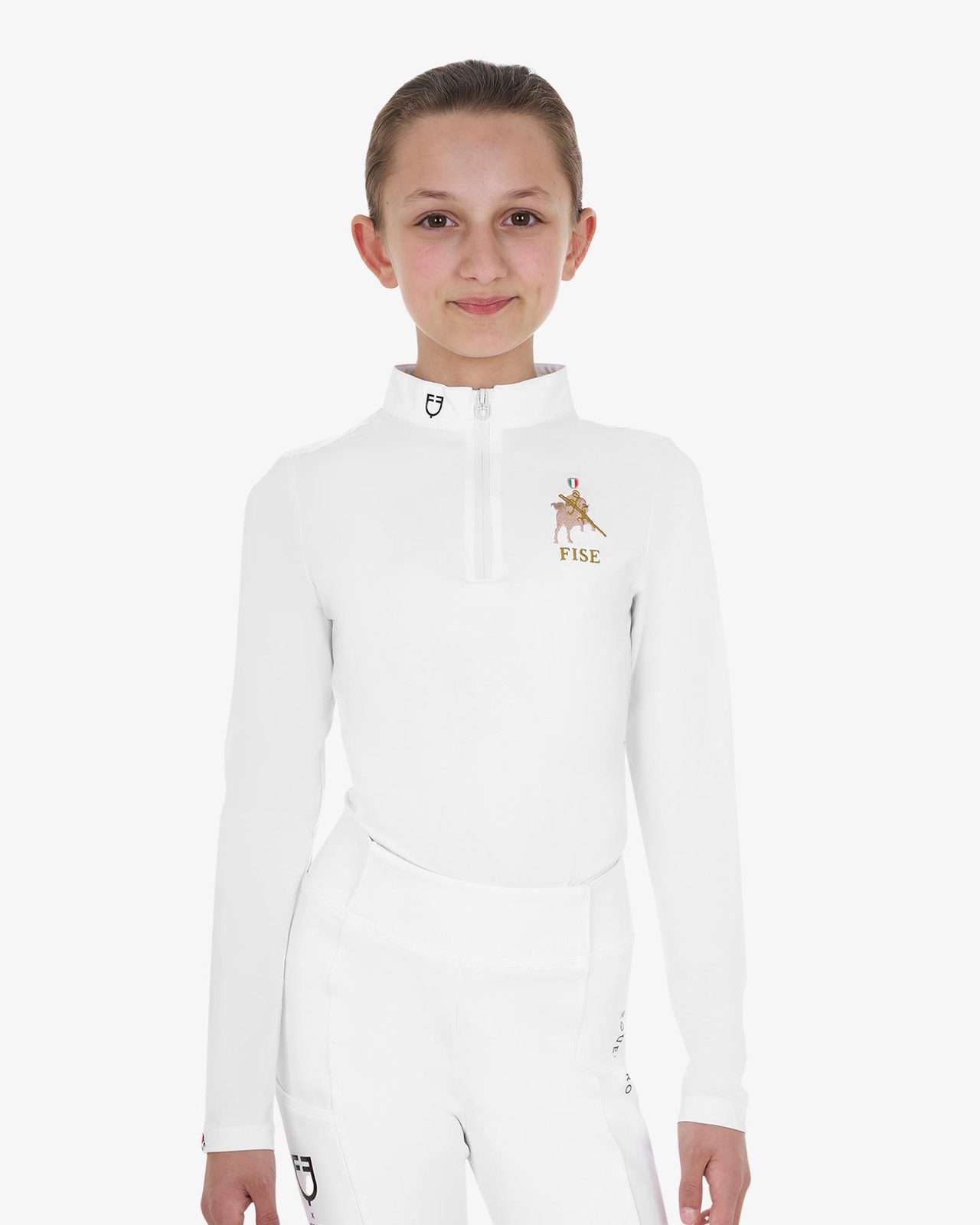 Polo bambina da concorso maniche lunghe Equestro X FISE