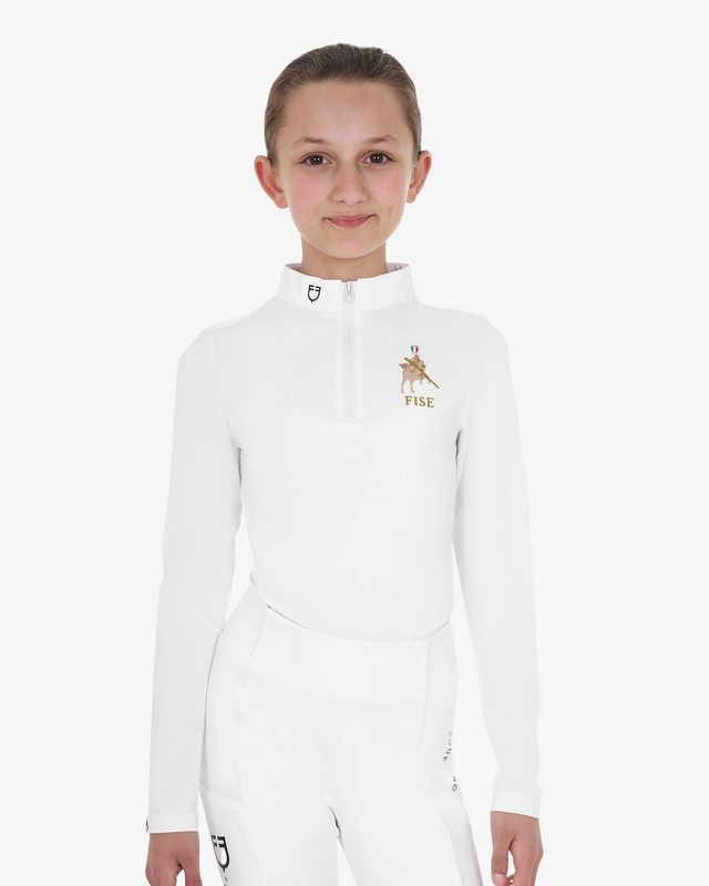 Girls' long-sleeved competition polo shirt Equestro X FISE