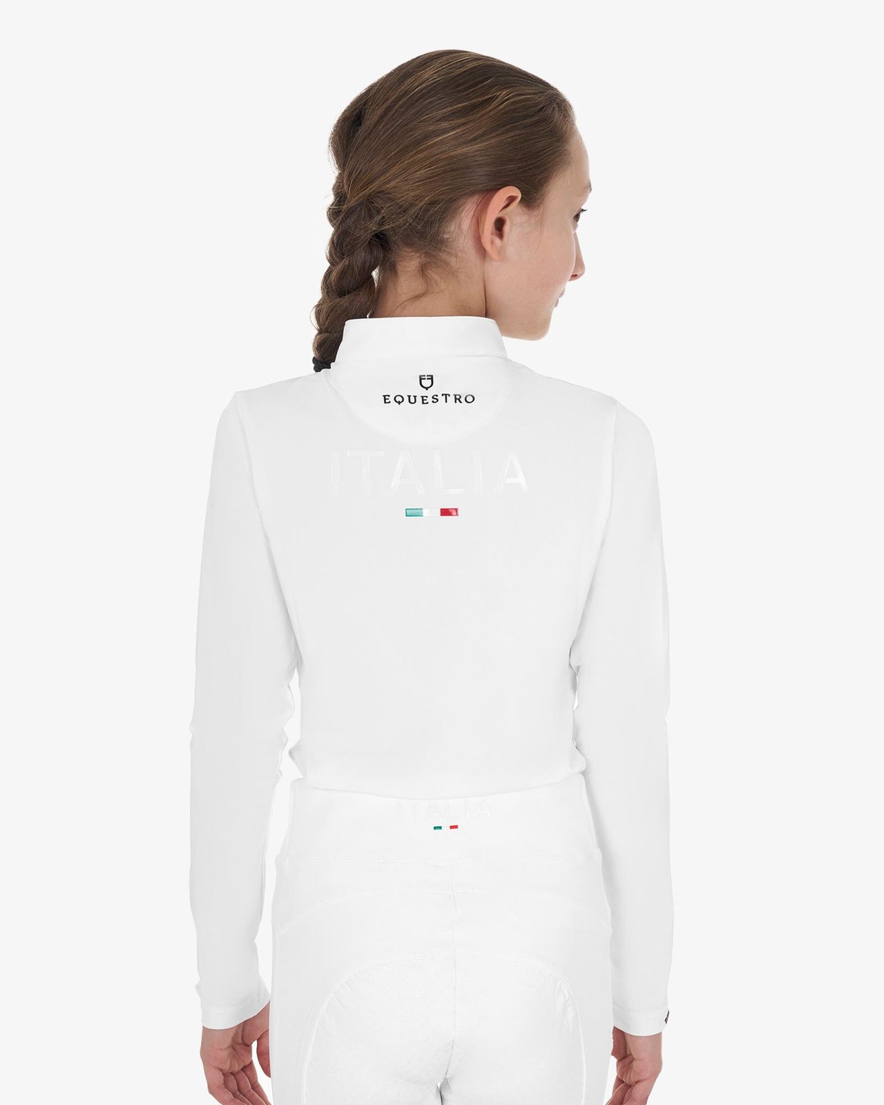 Polo bambina da concorso maniche lunghe Equestro X FISE