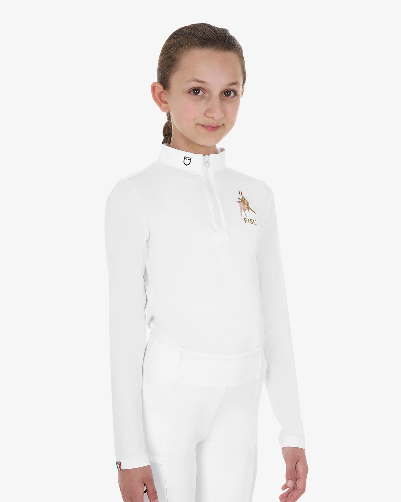 Polo bambina da concorso maniche lunghe Equestro X FISE