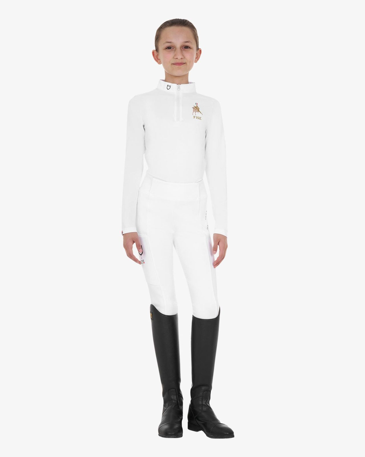 Polo bambina da concorso maniche lunghe Equestro X FISE
