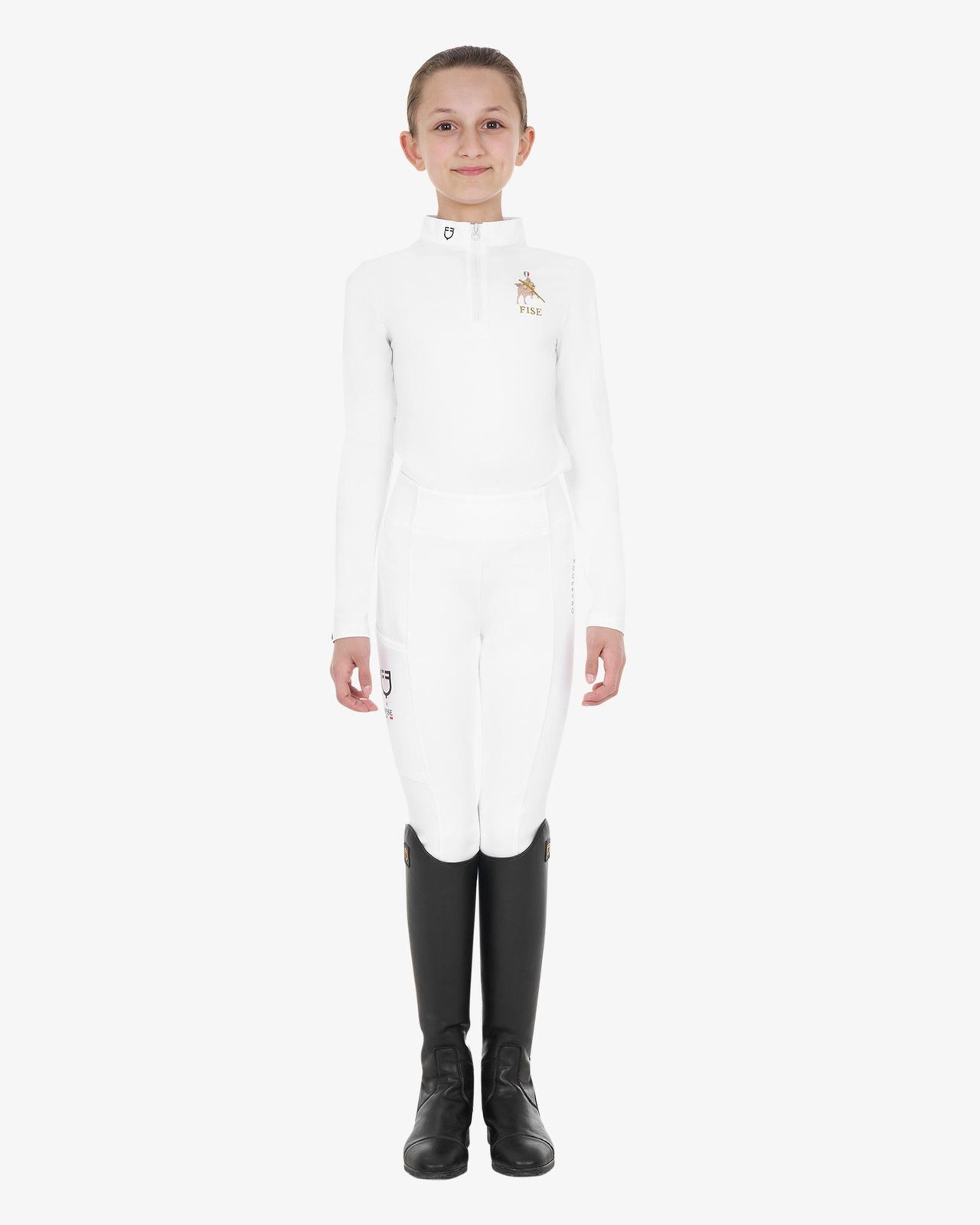 Polo bambina da concorso maniche lunghe Equestro X FISE
