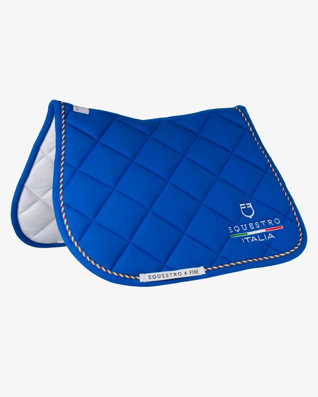 Jumping saddle pad with Italian flag piping Equestro X FISE