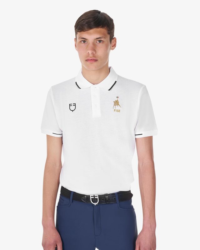 Polo uomo da allenamento tre bottoni Equestro X FISE