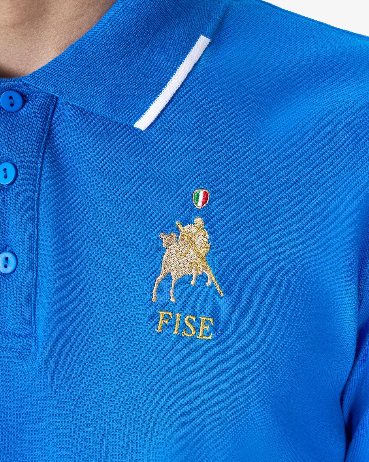Polo uomo da allenamento tre bottoni Equestro X FISE