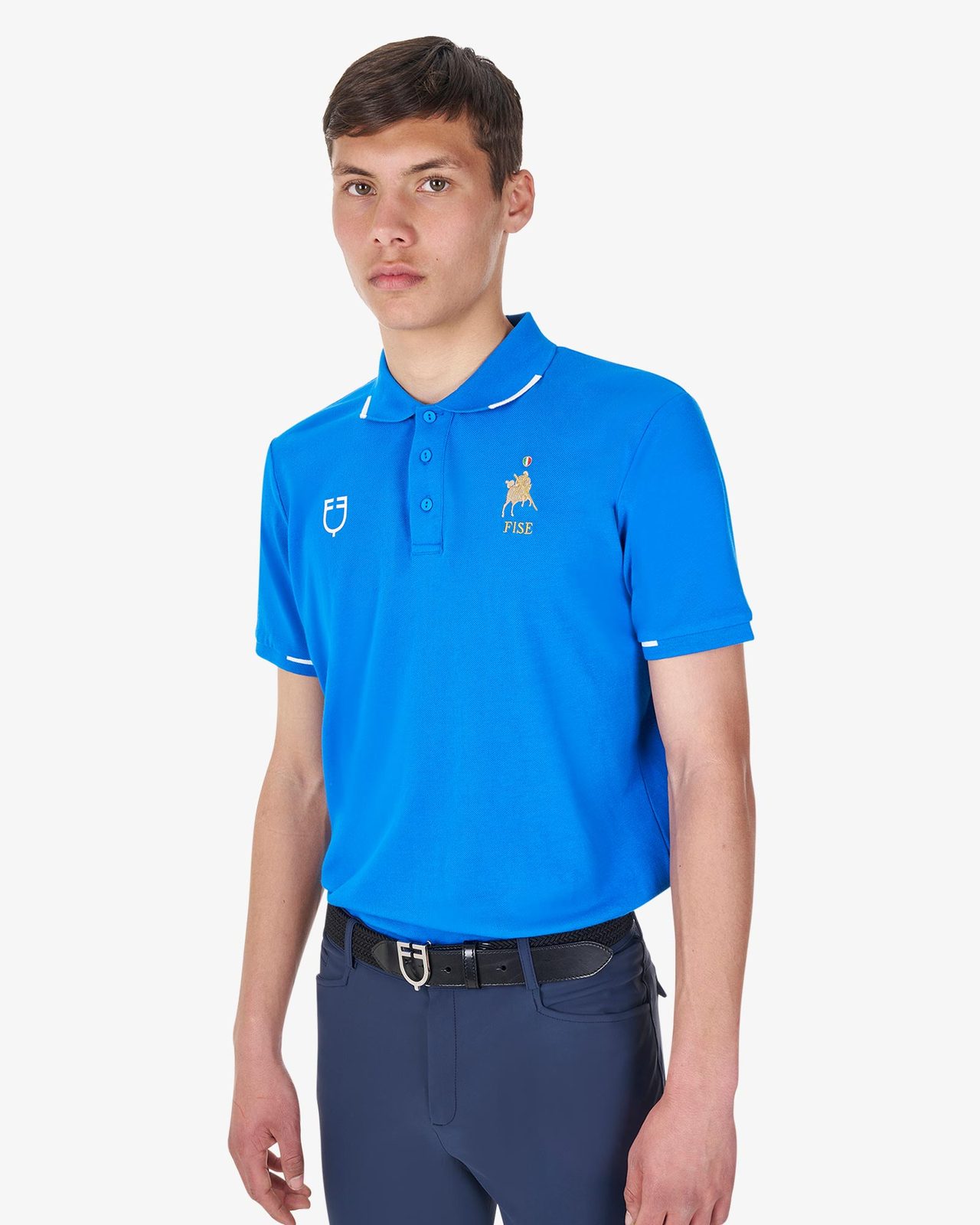 Polo uomo da allenamento tre bottoni Equestro X FISE