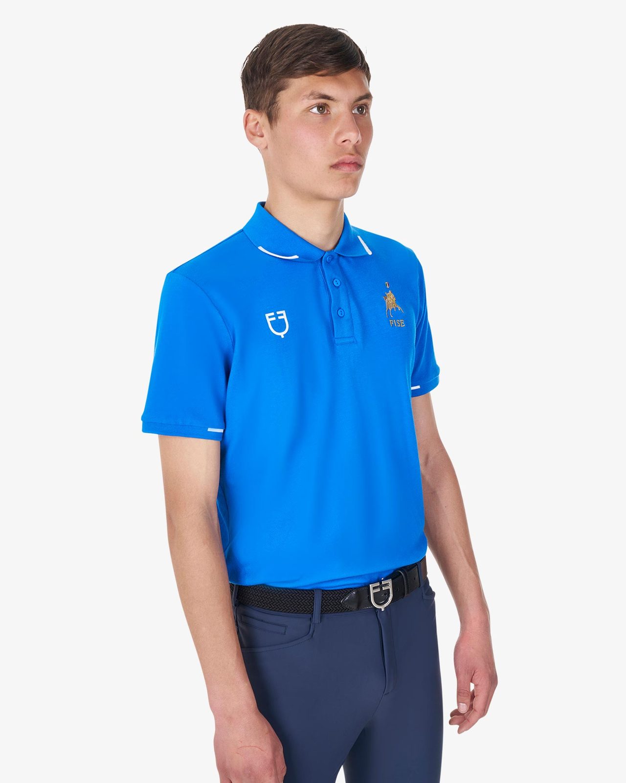 Polo uomo da allenamento tre bottoni Equestro X FISE