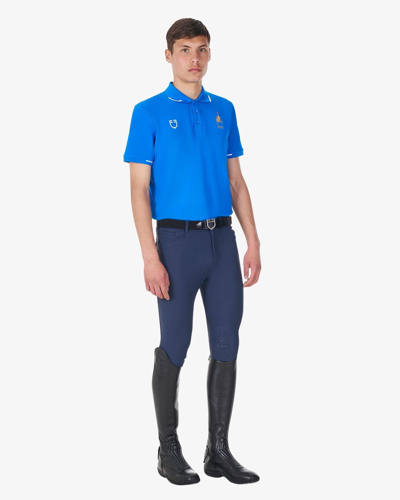 Polo uomo da allenamento tre bottoni Equestro X FISE