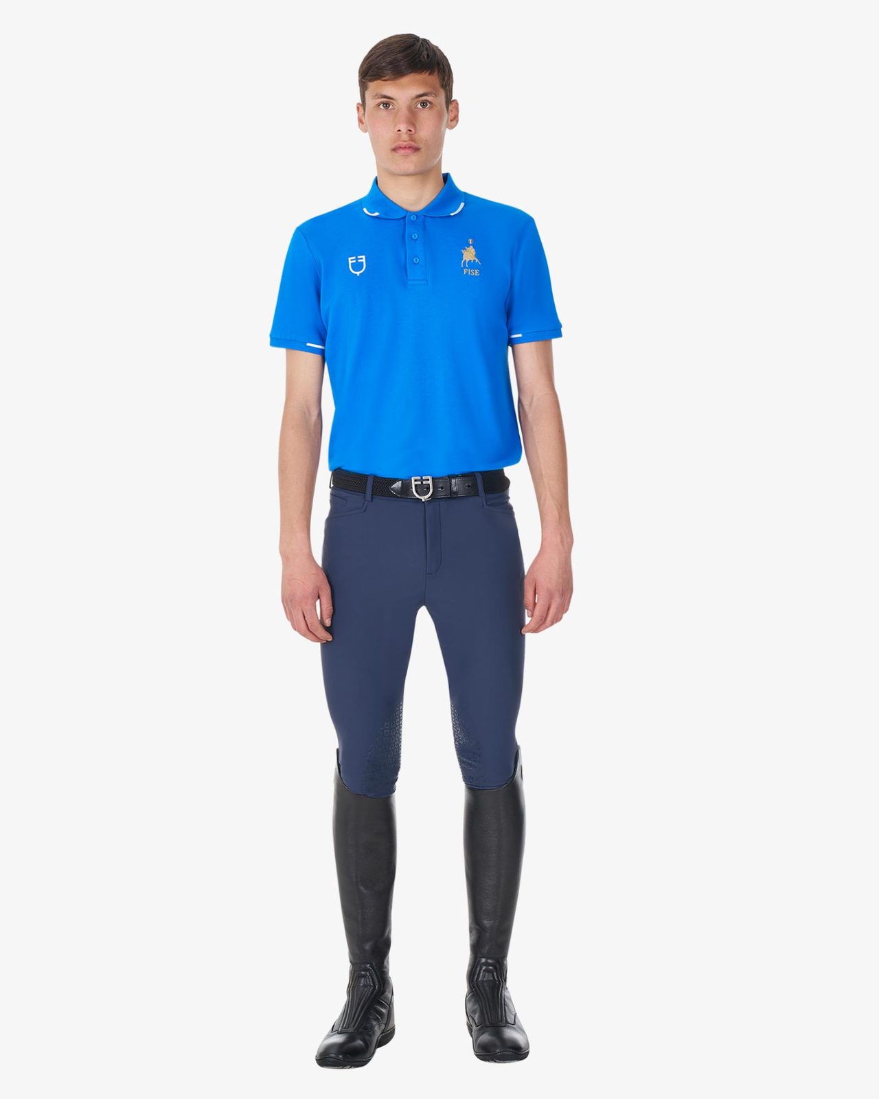 Polo uomo da allenamento tre bottoni Equestro X FISE