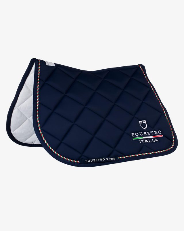 Jumping saddle pad with Italian flag piping Equestro X FISE
