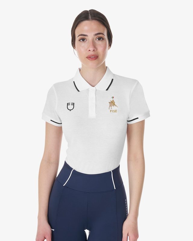 Women's three-button training polo shirt Equestro X FISE