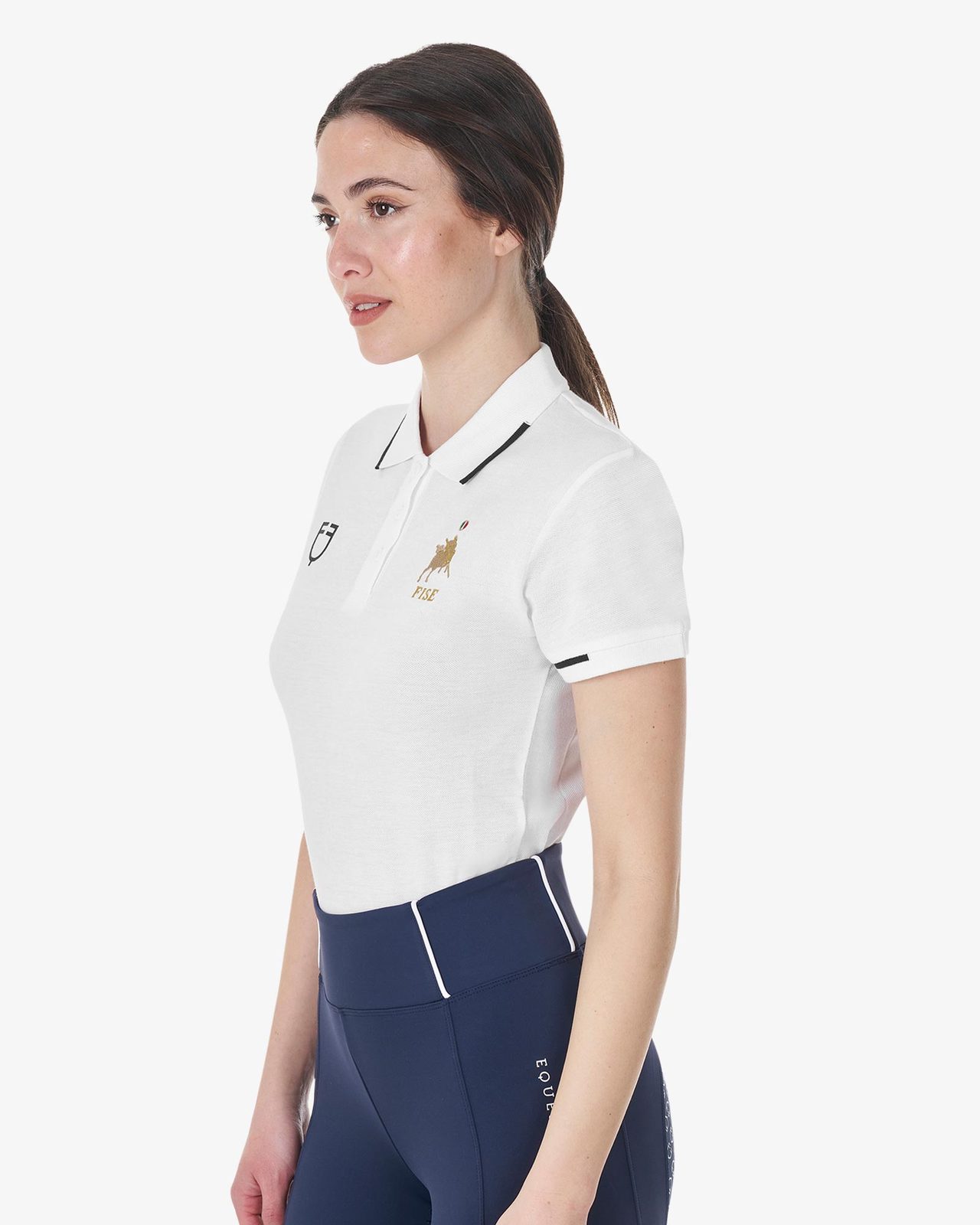 Women's three-button training polo shirt Equestro X FISE