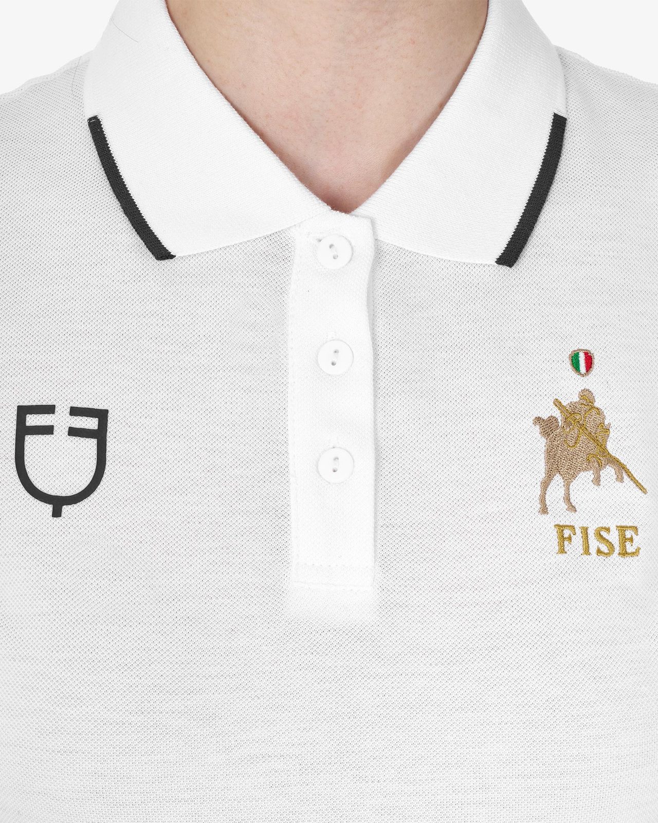Women's three-button training polo shirt Equestro X FISE