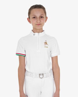 Polo bambina da concorso con zip Equestro X FISE