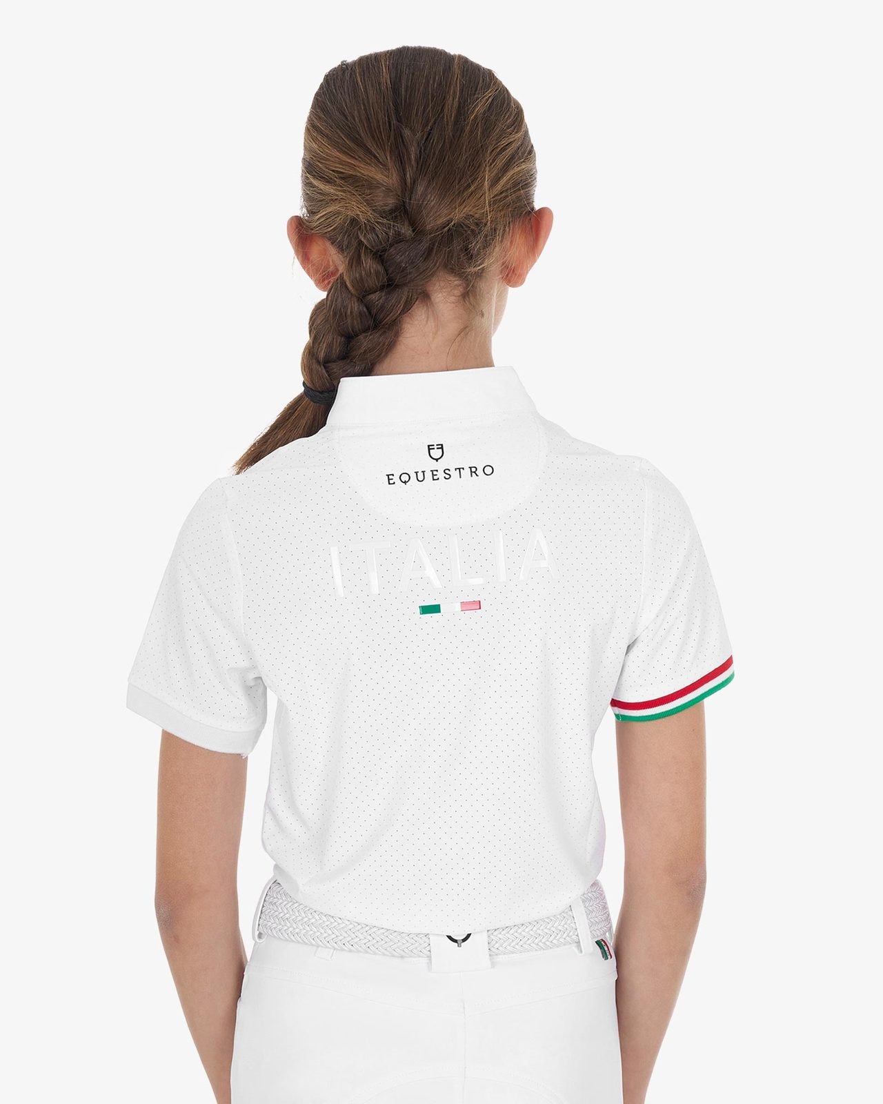 Polo bambina da concorso con zip Equestro X FISE