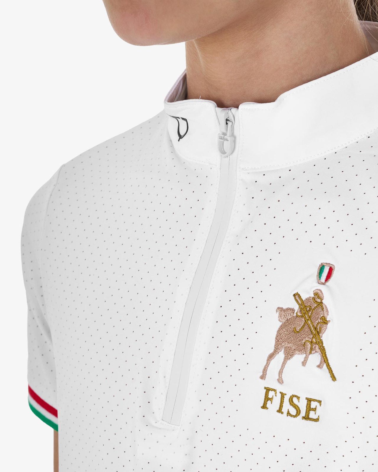 Polo bambina da concorso con zip Equestro X FISE