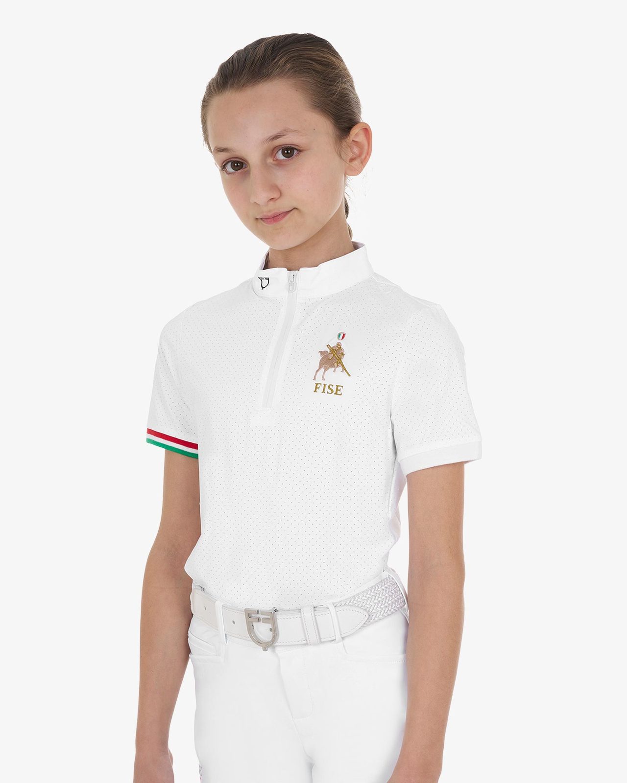 Polo bambina da concorso con zip Equestro X FISE