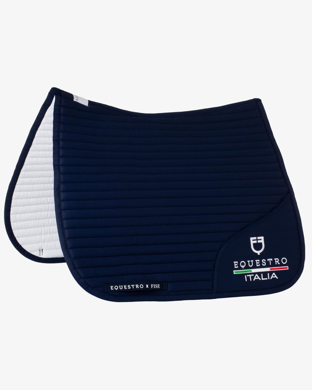 Dressage saddle pad with embroidered logo Equestro X FISE