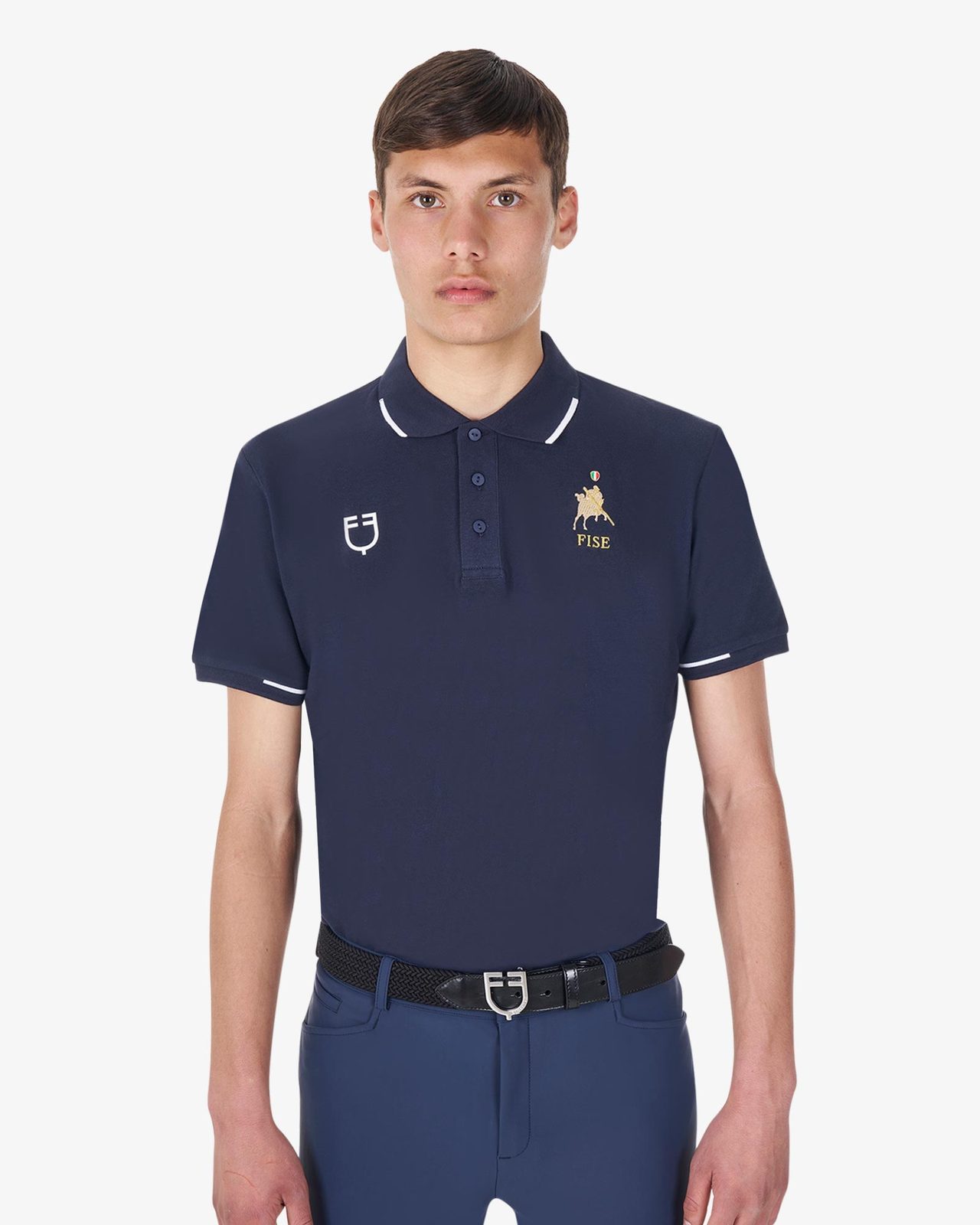 Men's three-button training polo shirt Equestro X FISE