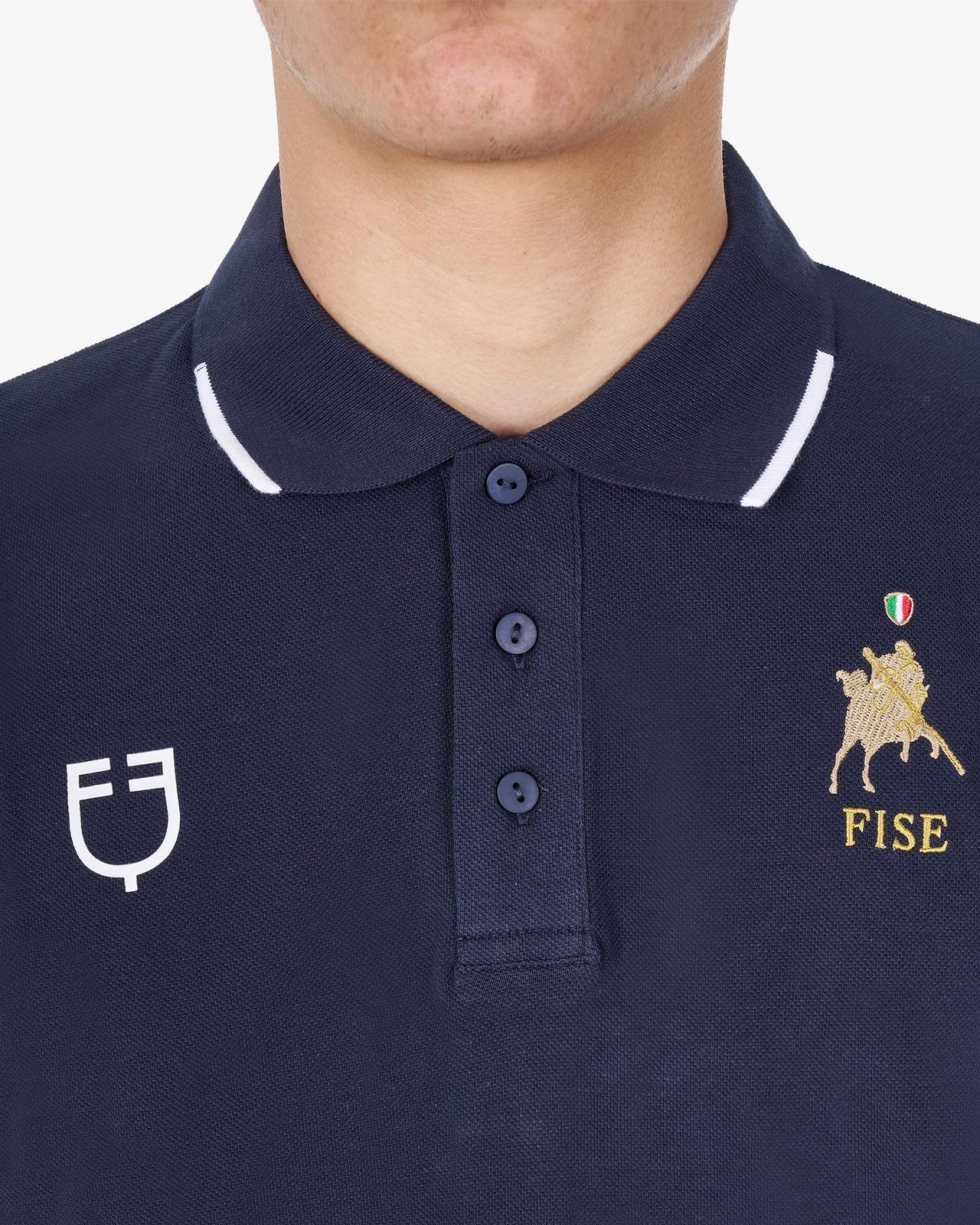 Men's three-button training polo shirt Equestro X FISE