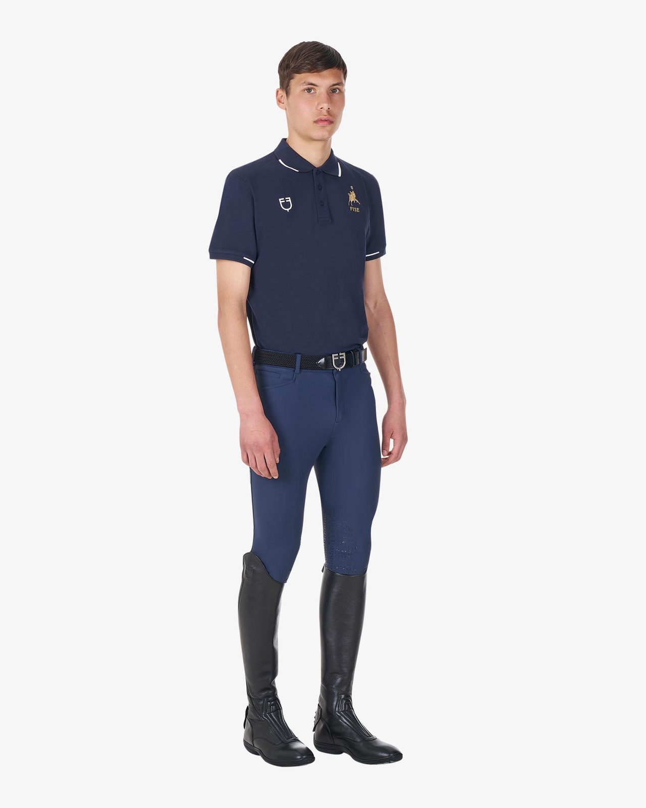 Men's three-button training polo shirt Equestro X FISE