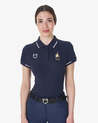 Women's three-button training polo shirt Equestro X FISE