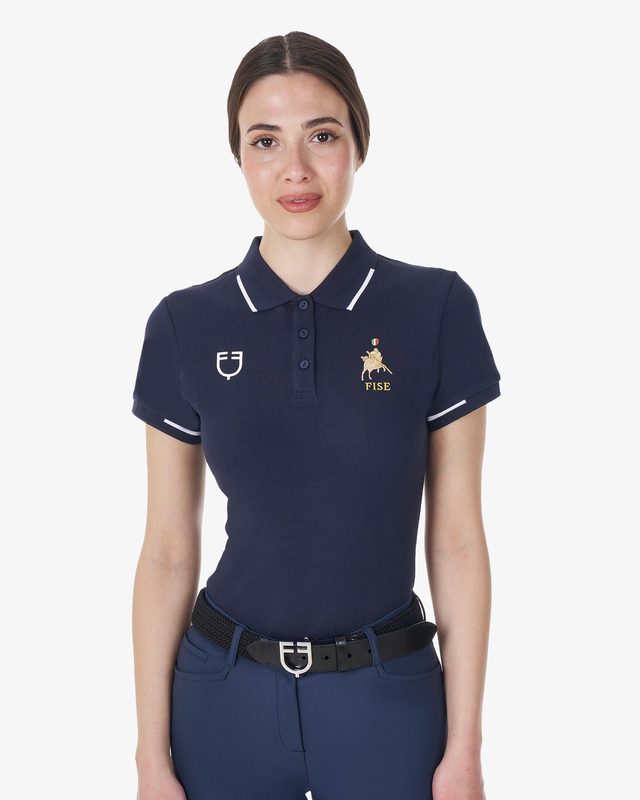 Women's three-button training polo shirt Equestro X FISE