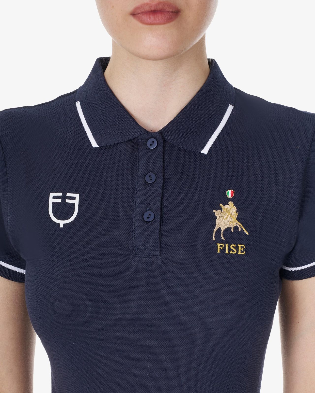 Women's three-button training polo shirt Equestro X FISE