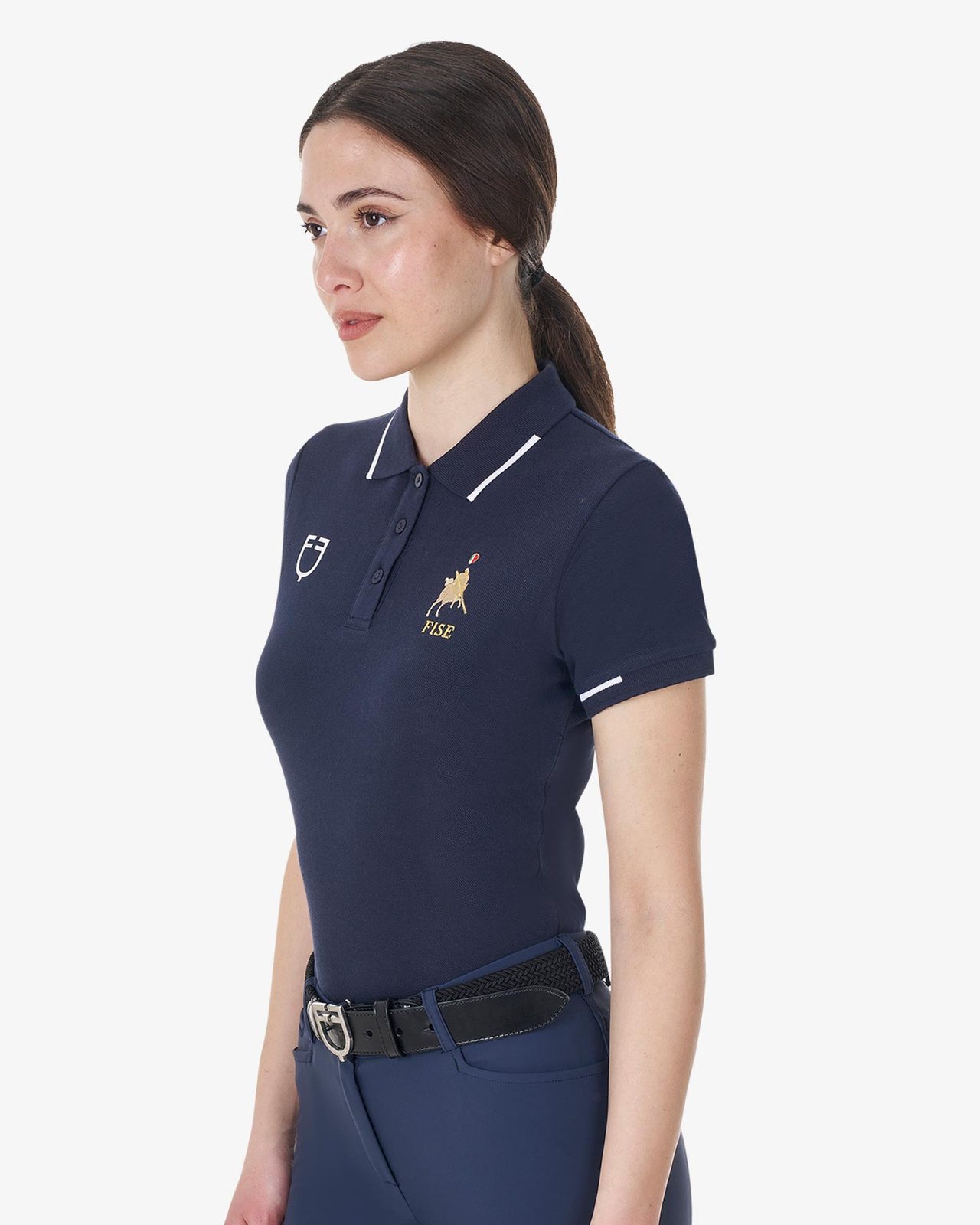 Women's three-button training polo shirt Equestro X FISE