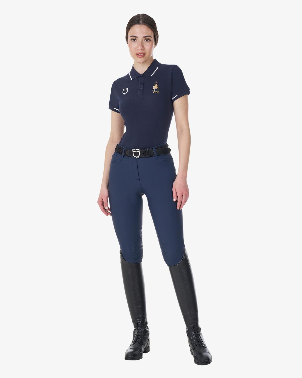 Women's three-button training polo shirt Equestro X FISE
