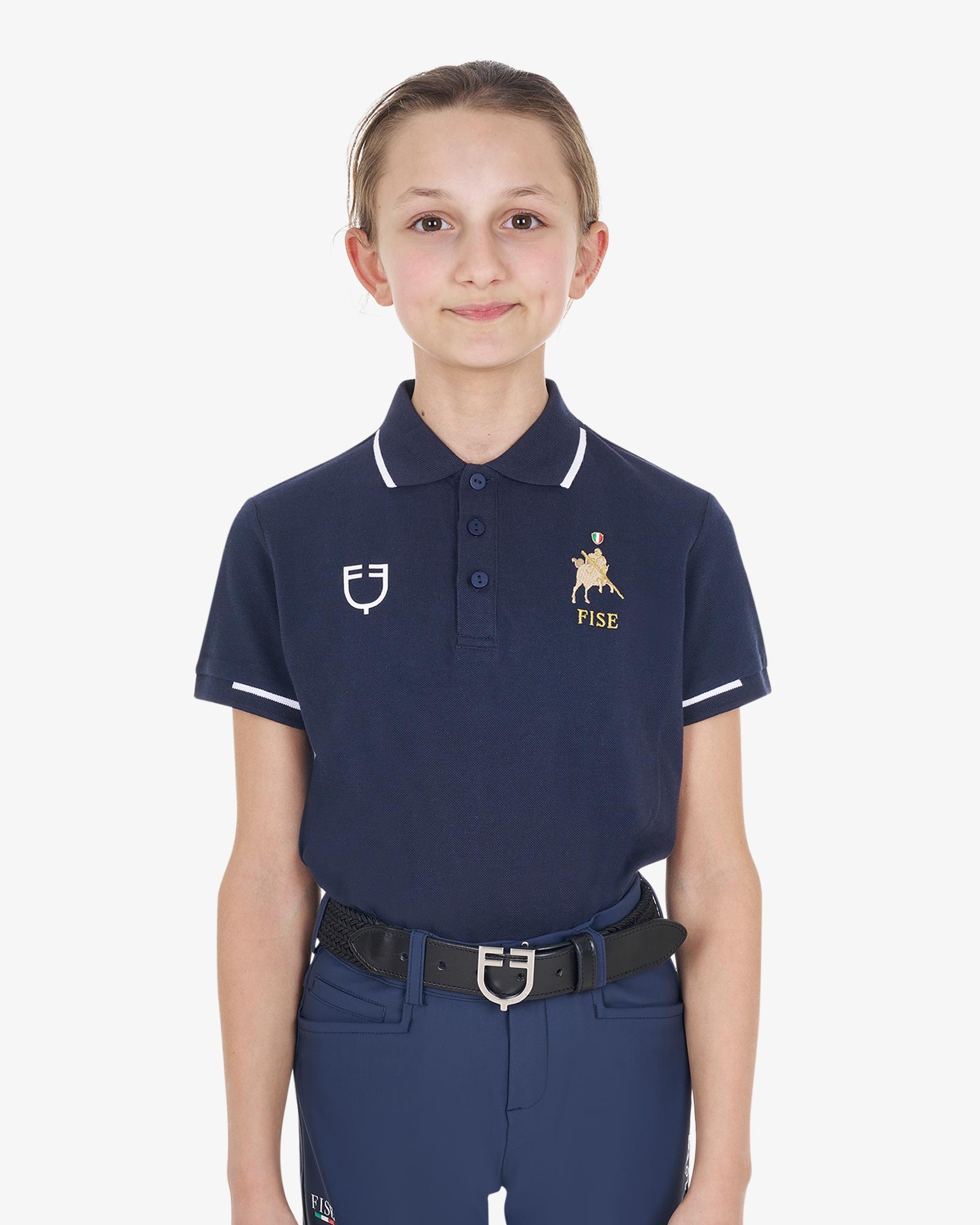 Kids' unisex polo shirt in technical fabric Equestro X FISE