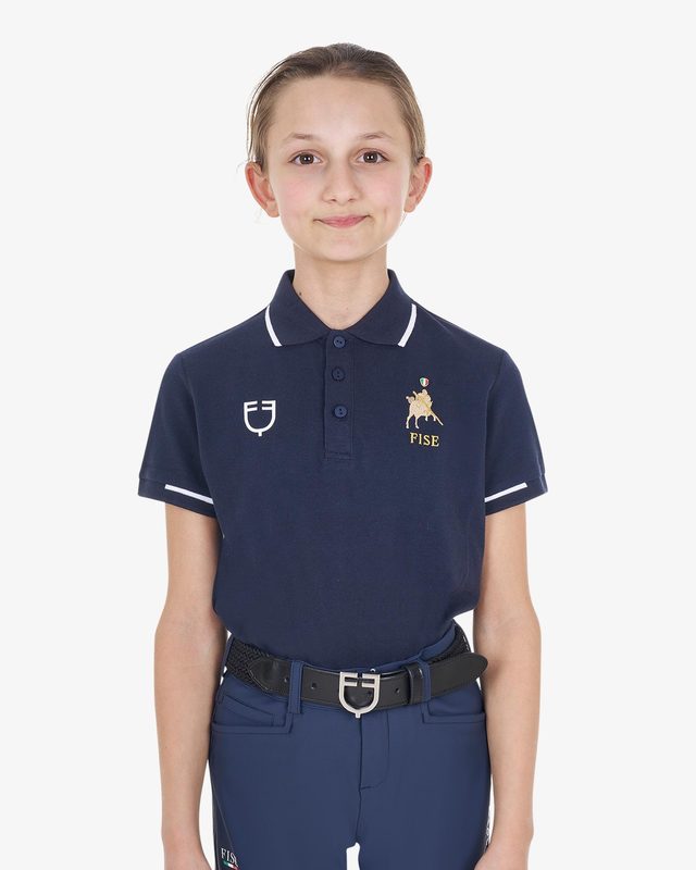 Polo unisex bambini in tessuto tecnico Equestro X FISE