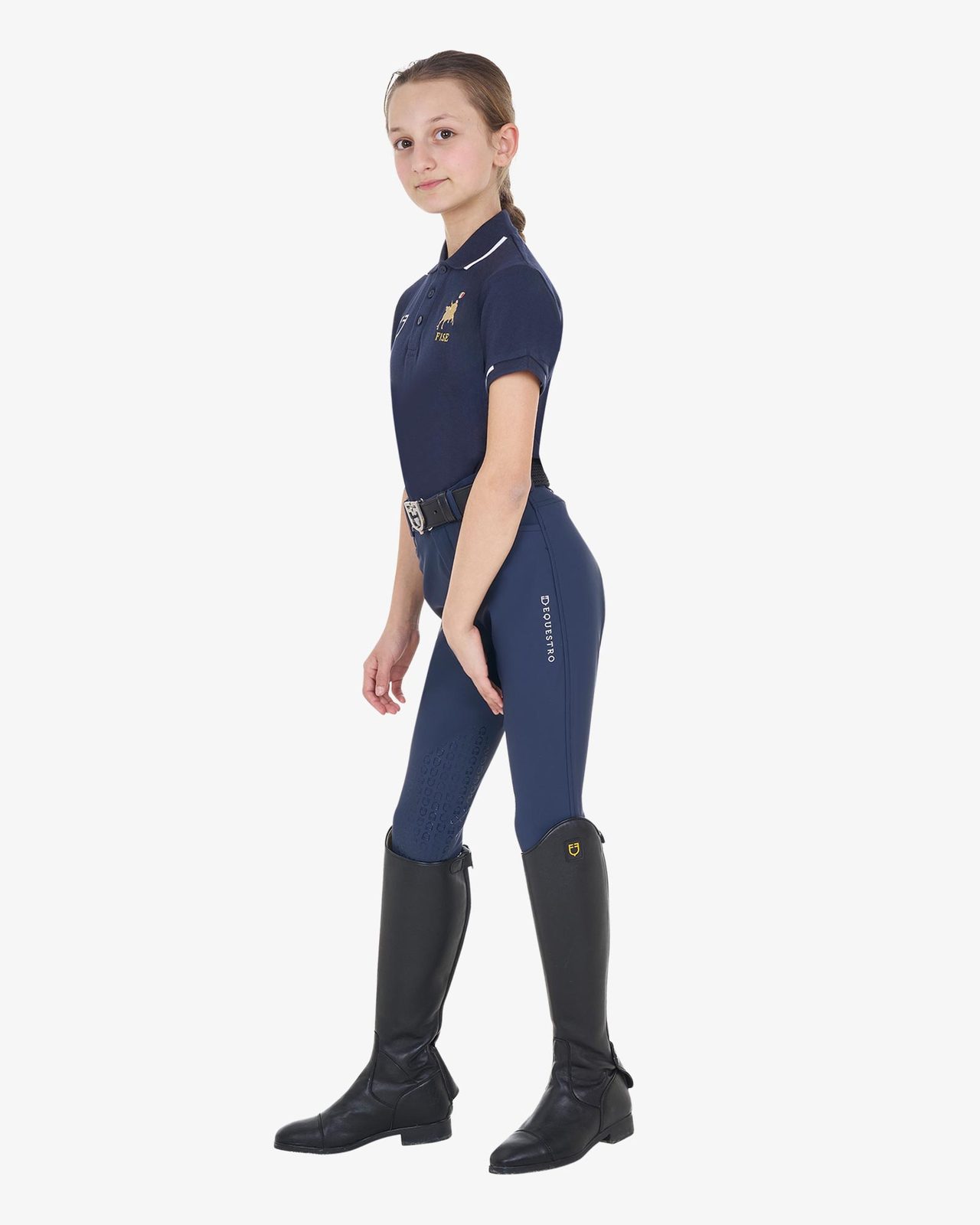 Kids' unisex polo shirt in technical fabric Equestro X FISE