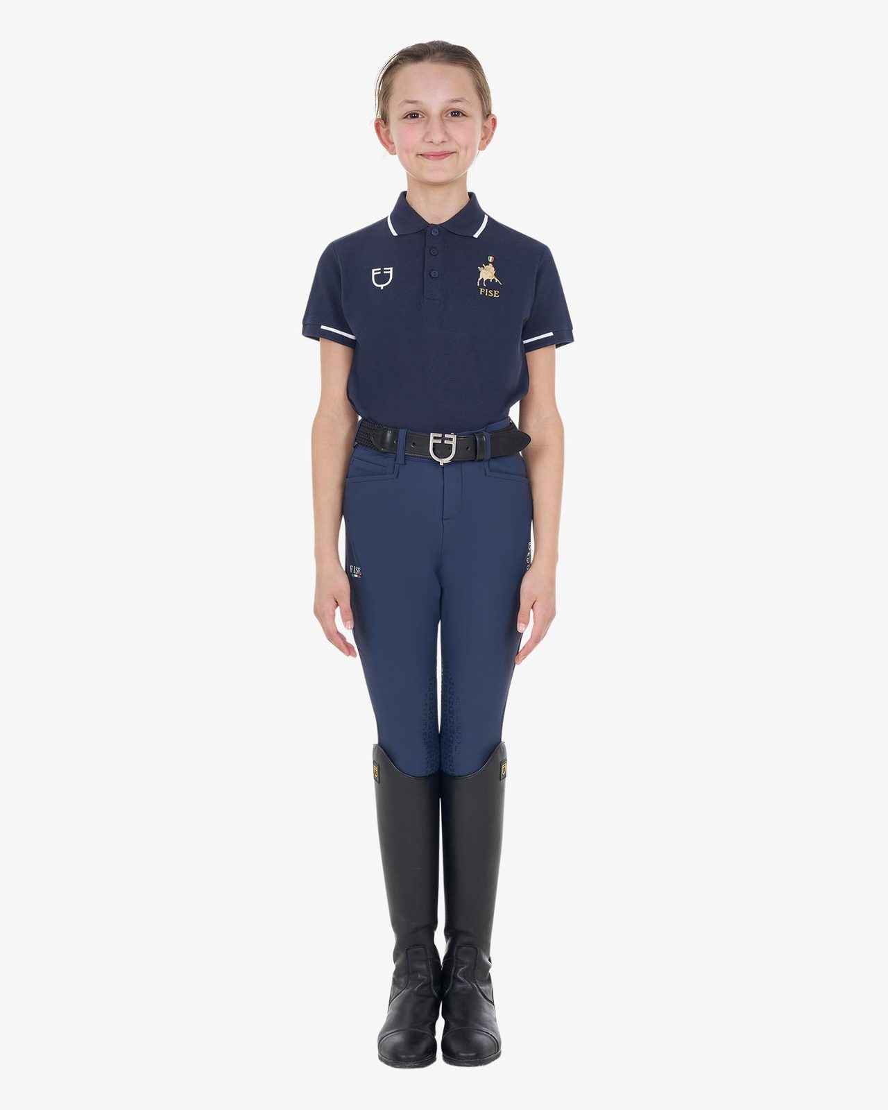 Kids' unisex polo shirt in technical fabric Equestro X FISE