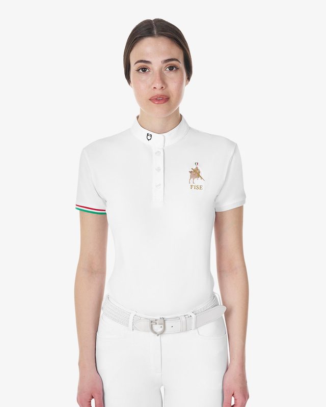 Women's slim fit competition polo shirt Equestro X FISE