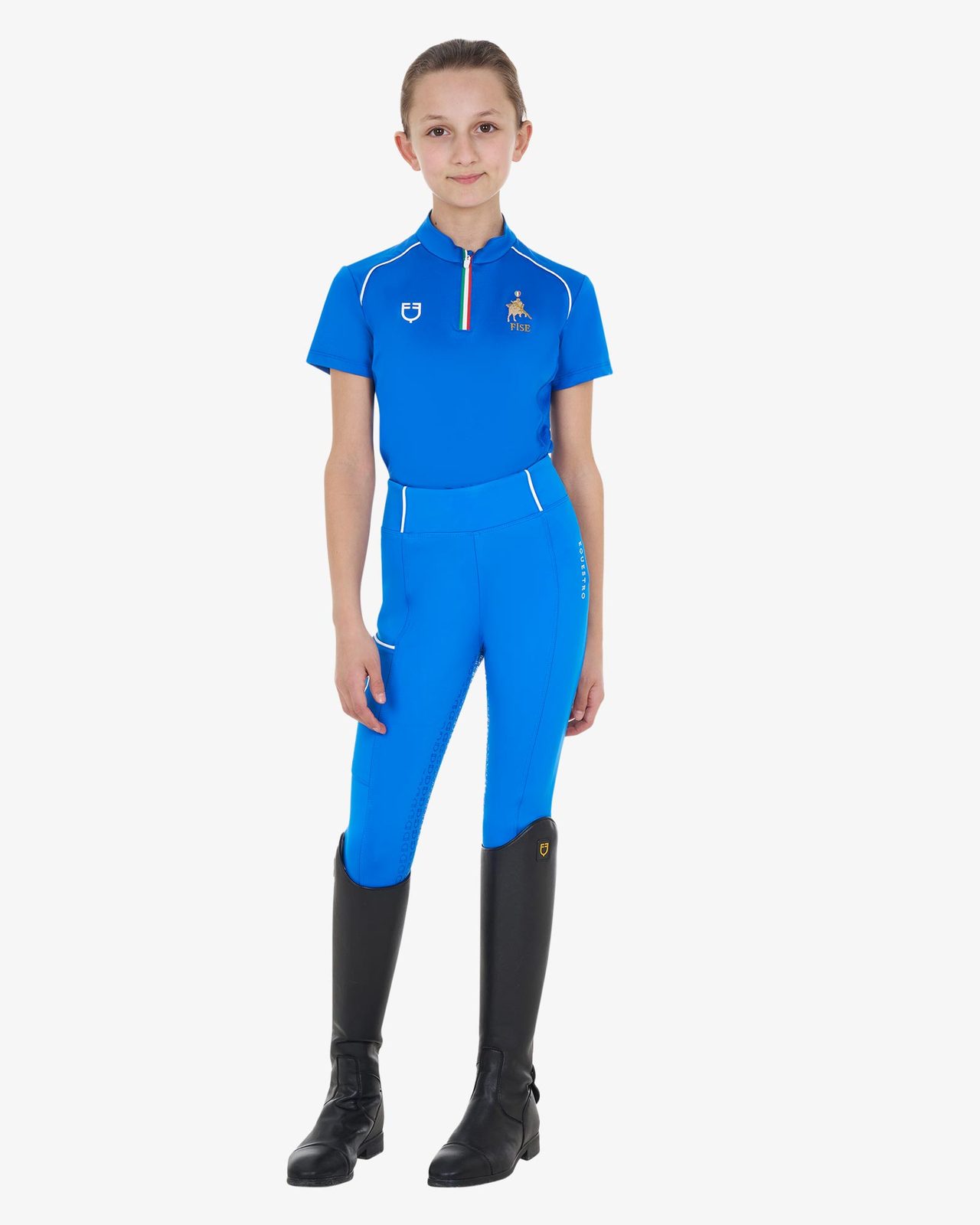 Kids' unisex training polo shirt Equestro X FISE