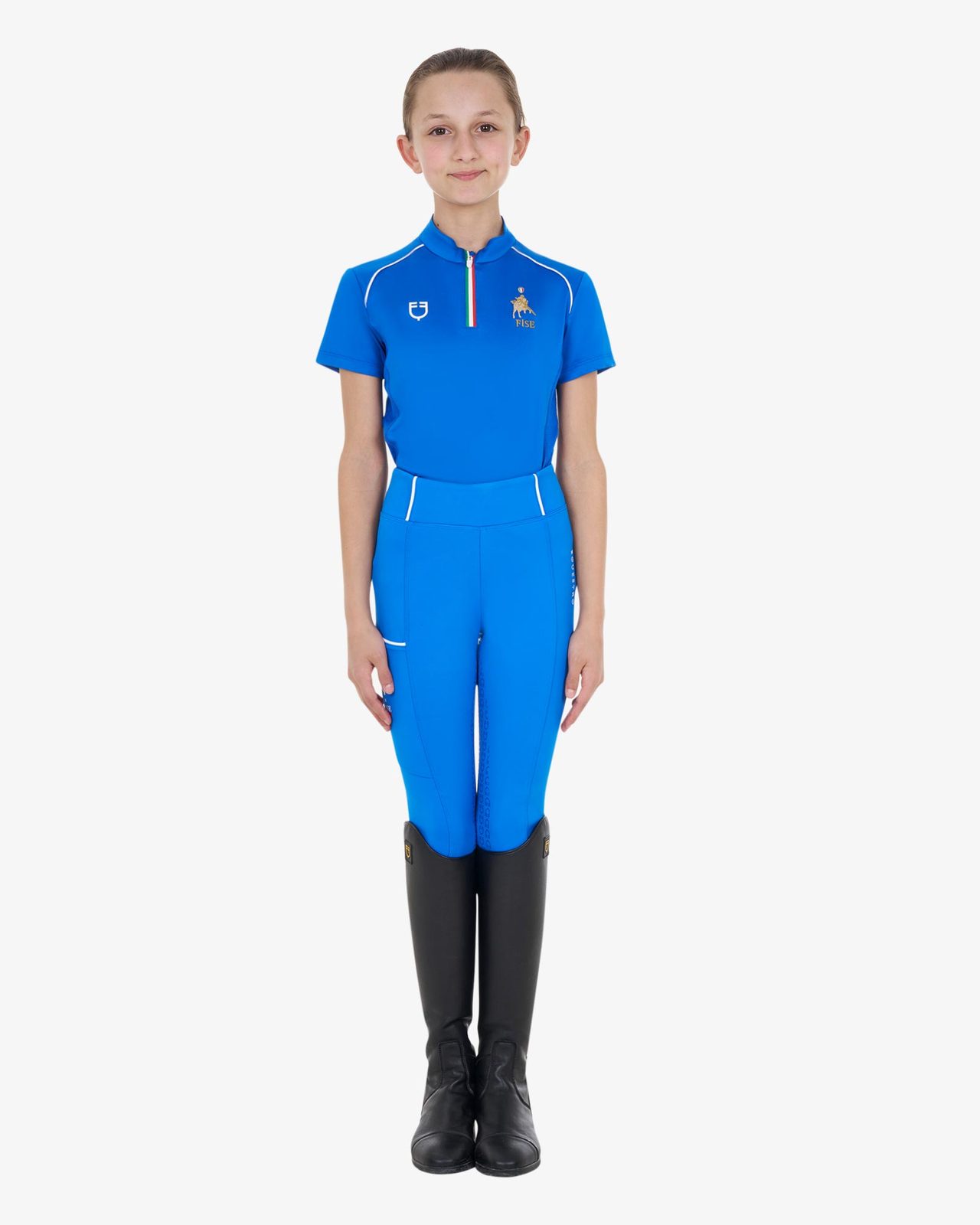 Kids' unisex training polo shirt Equestro X FISE