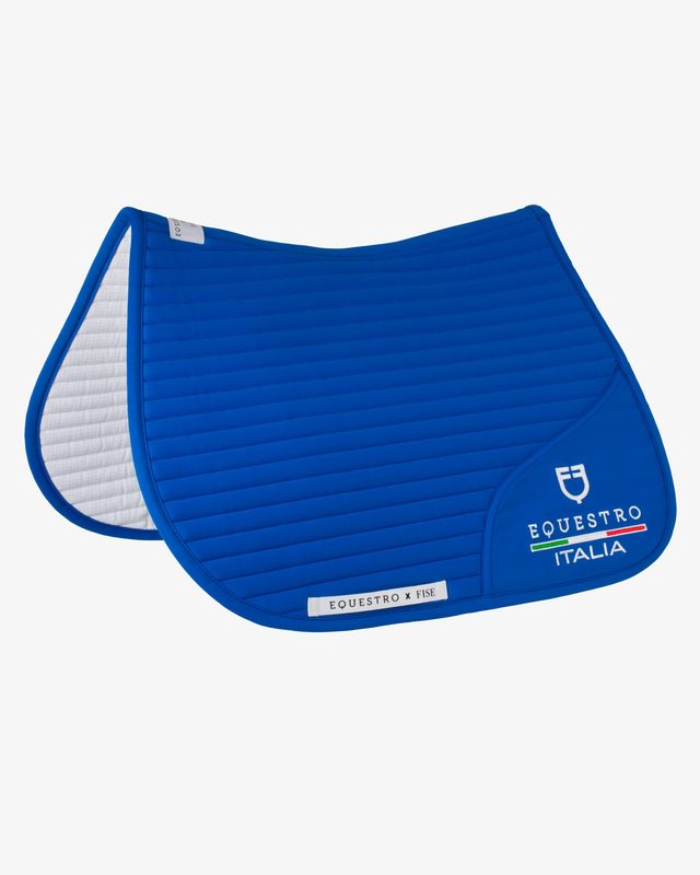 Jumping saddle pad with embroidered logo Equestro X FISE