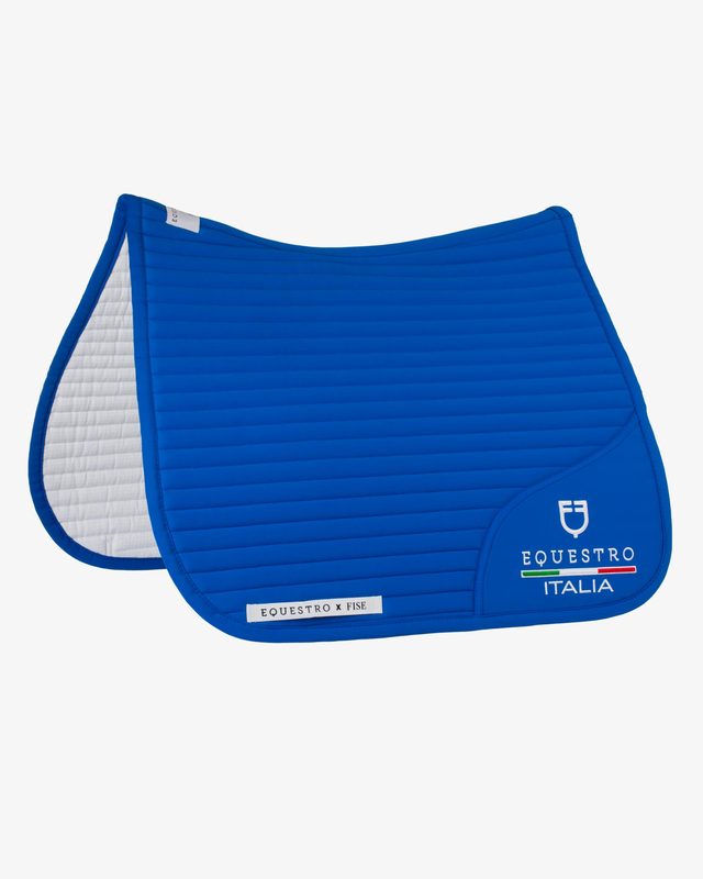 Dressage saddle pad with embroidered logo Equestro X FISE