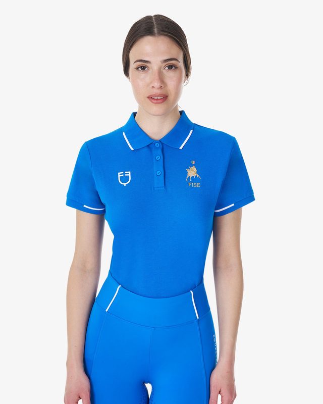 Women's three-button training polo shirt Equestro X FISE