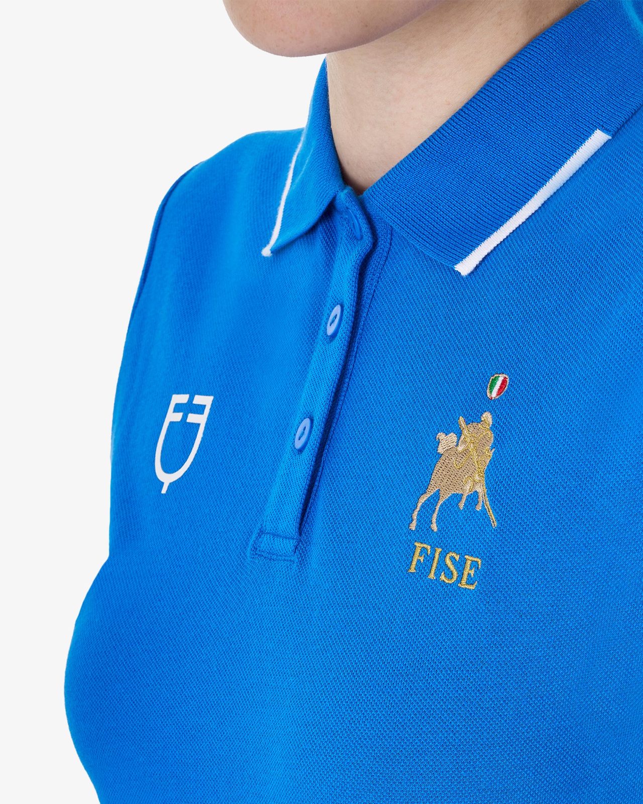 Women's three-button training polo shirt Equestro X FISE