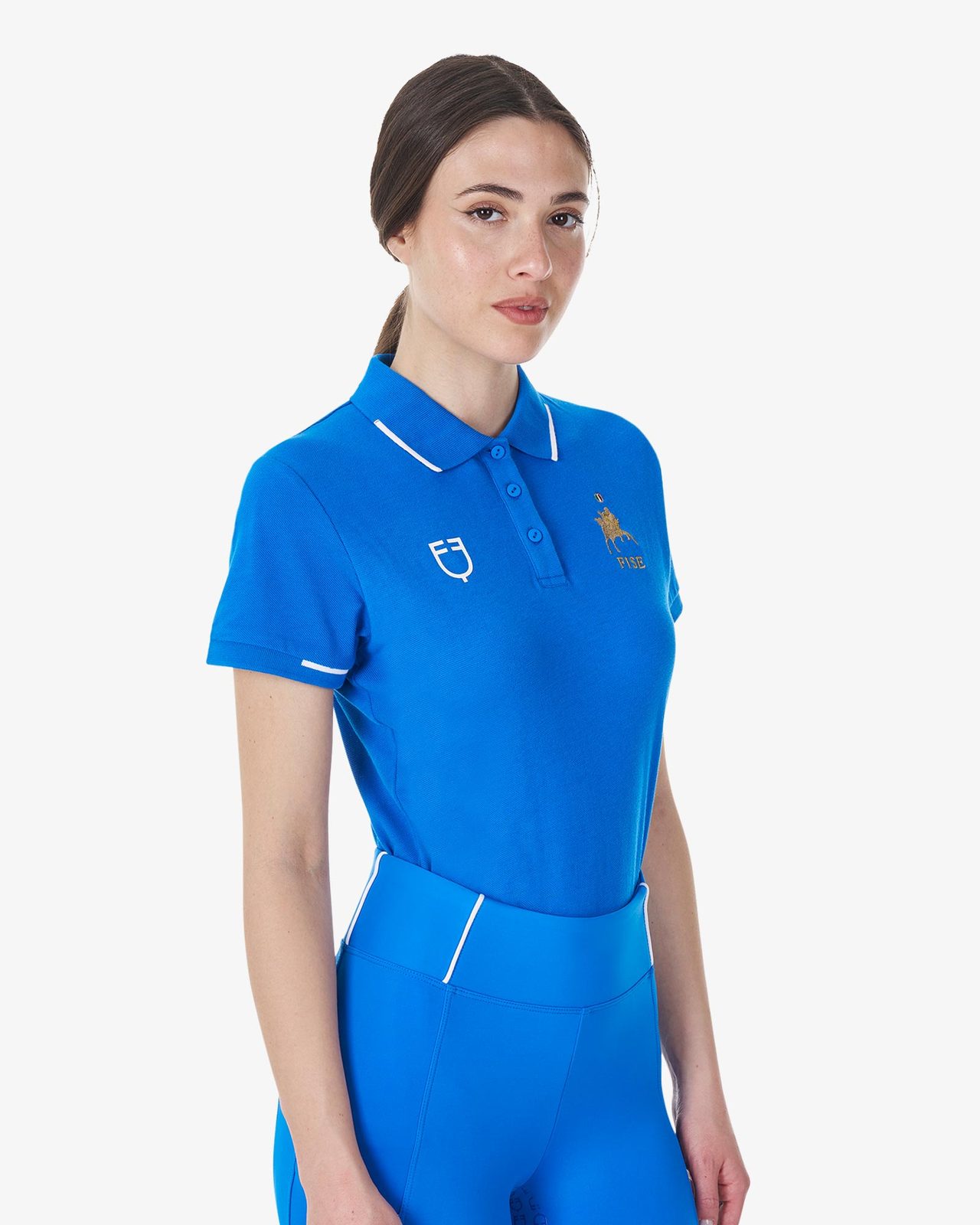 Women's three-button training polo shirt Equestro X FISE