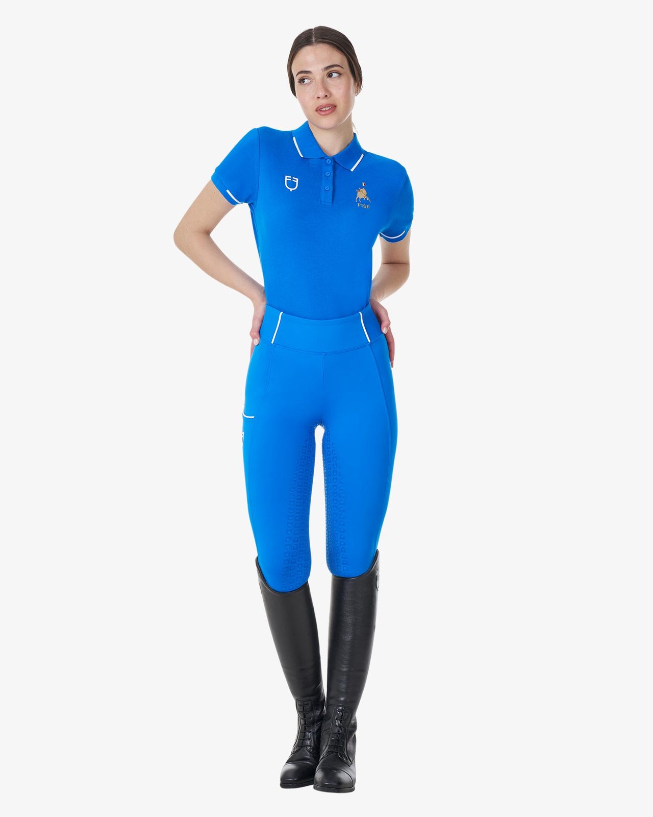 Women's three-button training polo shirt Equestro X FISE