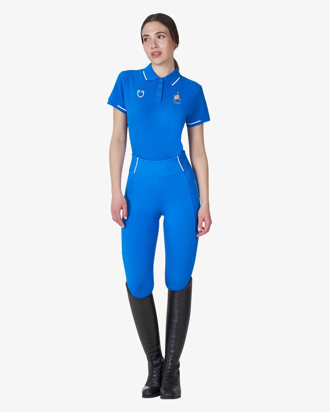 Women's three-button training polo shirt Equestro X FISE