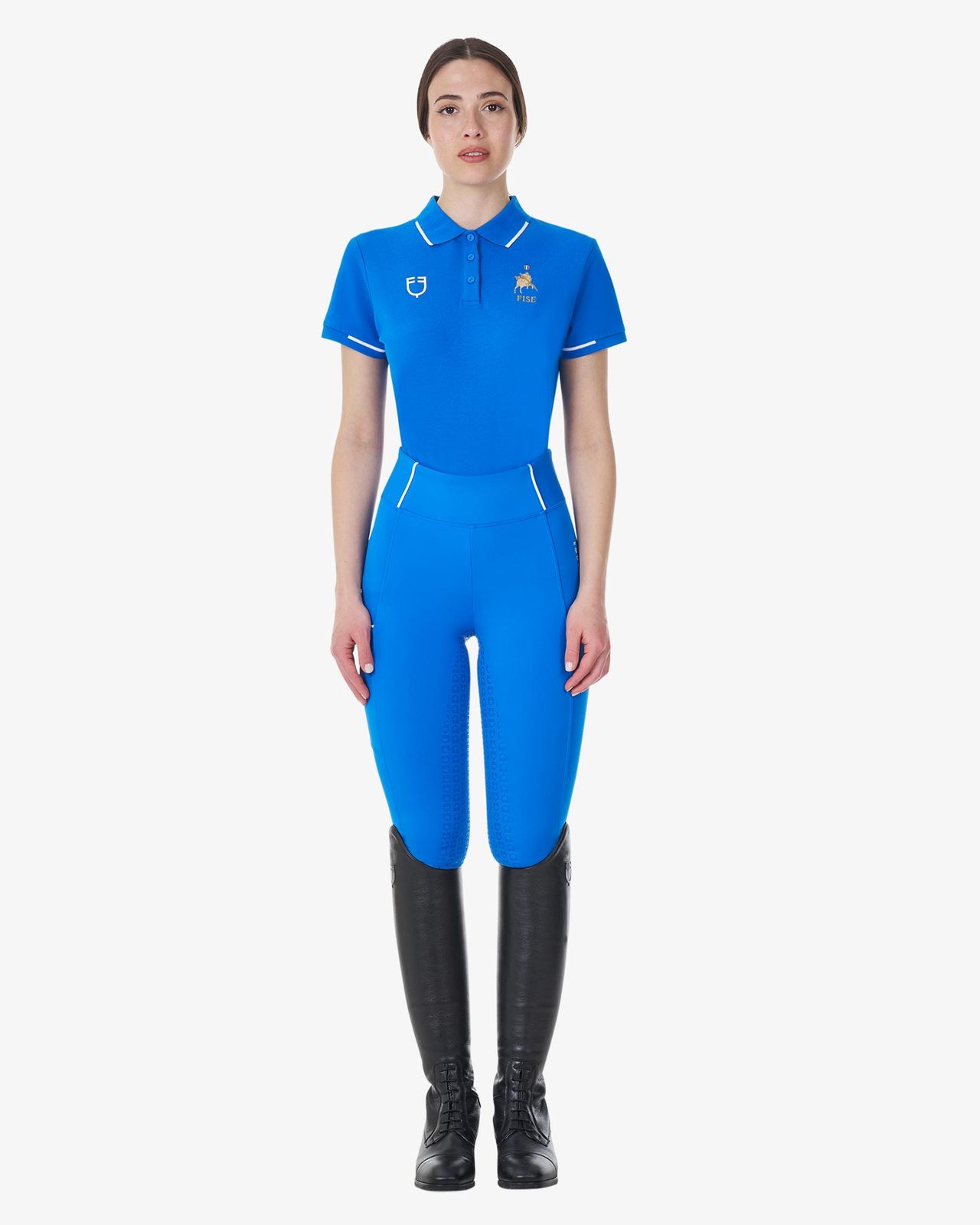 Women's three-button training polo shirt Equestro X FISE