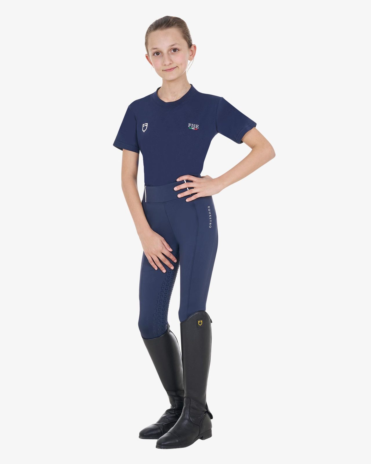 T-shirt unisex bambini slim fit Equestro X FISE