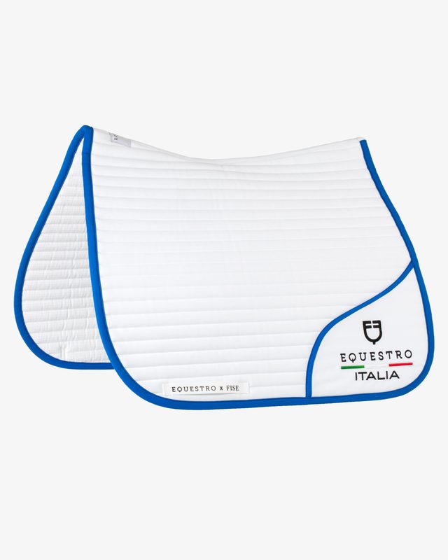 Dressage saddle pad with embroidered logo Equestro X FISE