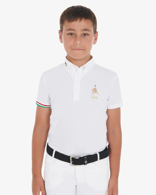 Polo bambino da concorso quattro bottoni Equestro X FISE