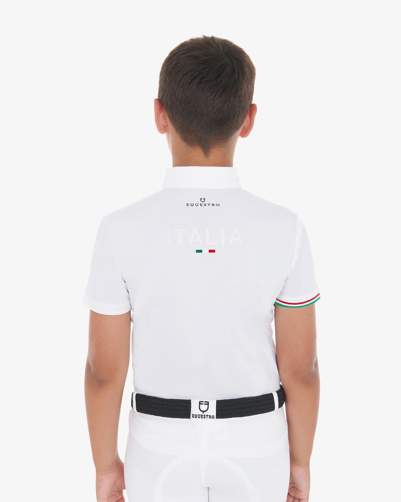 Boys' four-button competition polo shirt Equestro X FISE